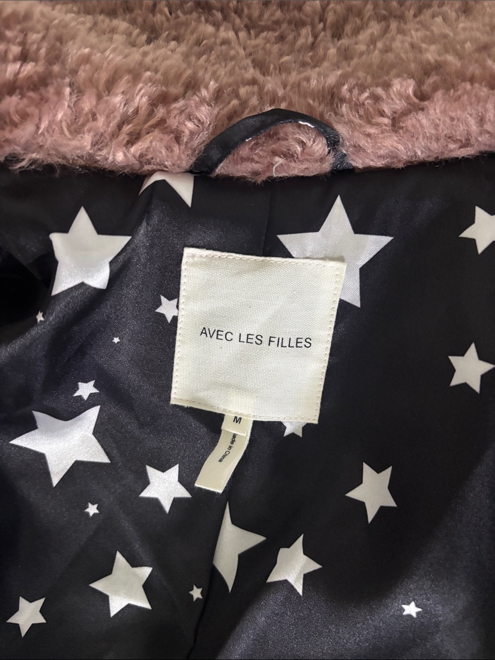 Avec Les Filles Plush Faux Shearling Coat in Mauve - Picture 4 of 6